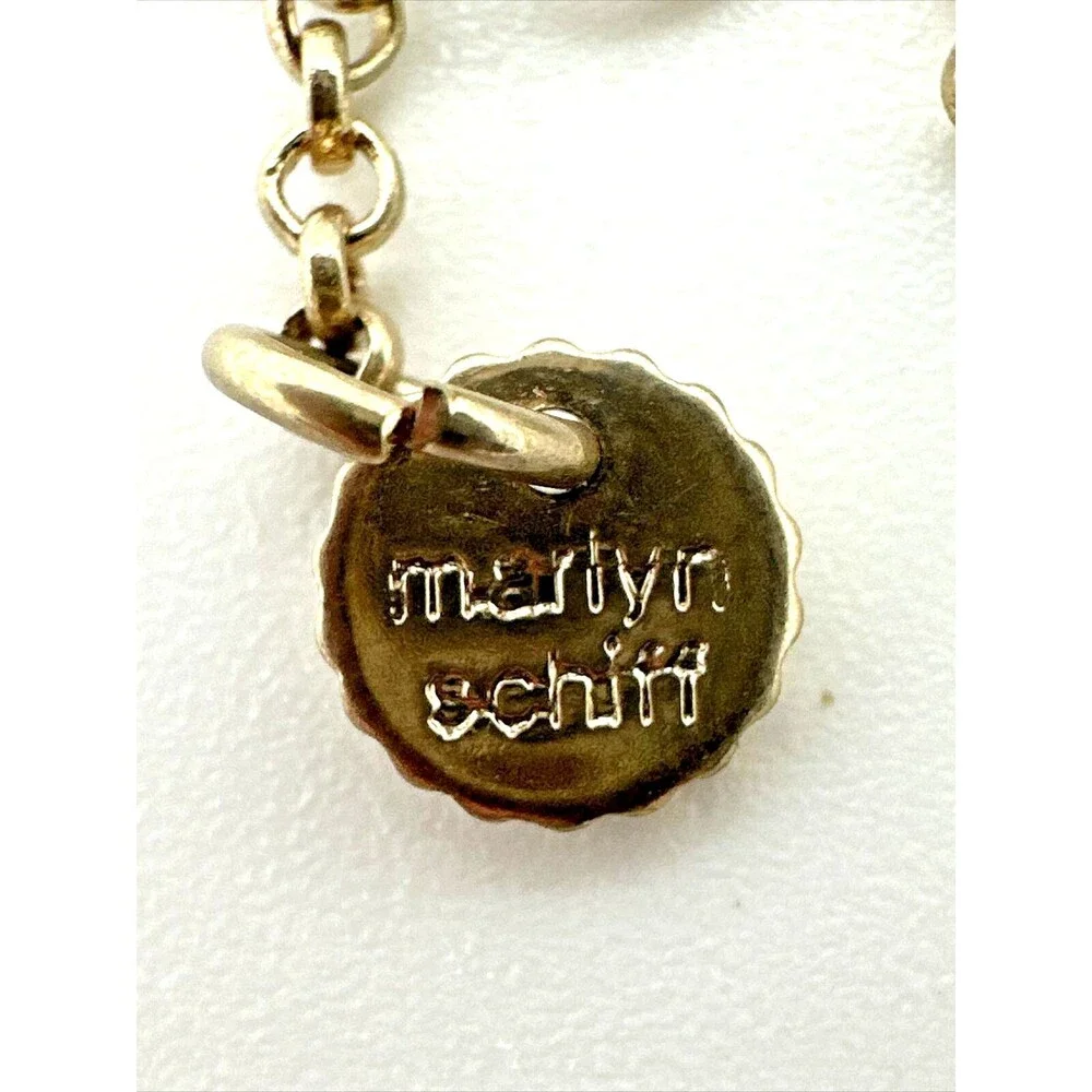 MARLYN SCHIFF Woven Pendant Necklace Faux Pearl Crystal Round Statement 18